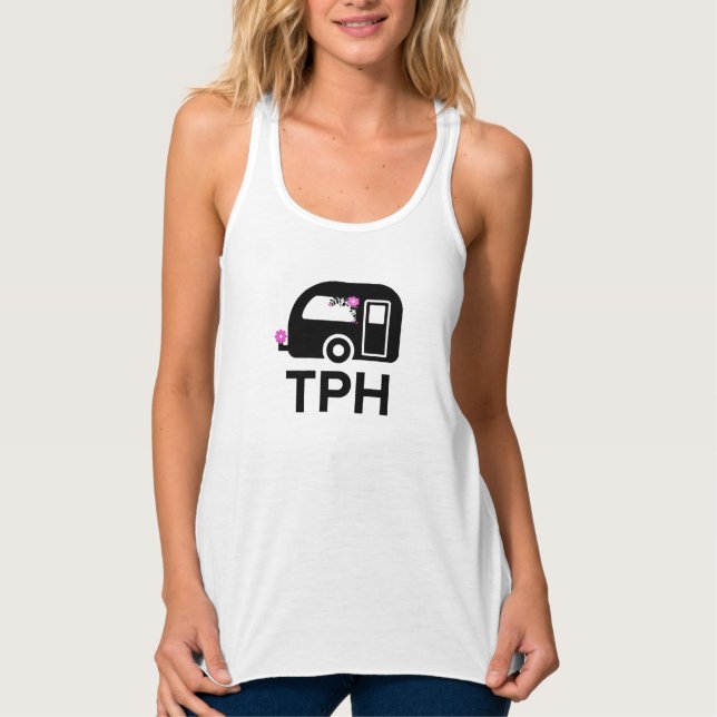 tank för logotyp av husmödrar för släpvagn - säljf linne med racerback  (Framsida)