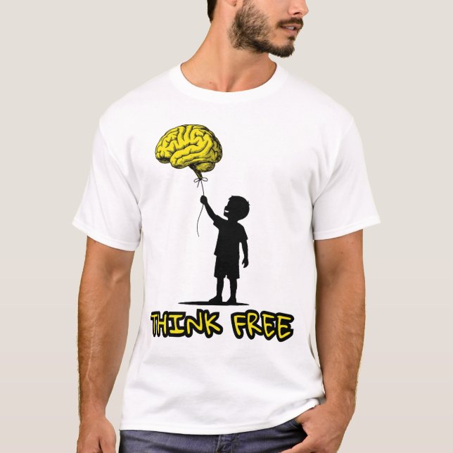 Tänk Fritt – Minimalistisk Hjärnballongillustratio T Shirt (Framsida)