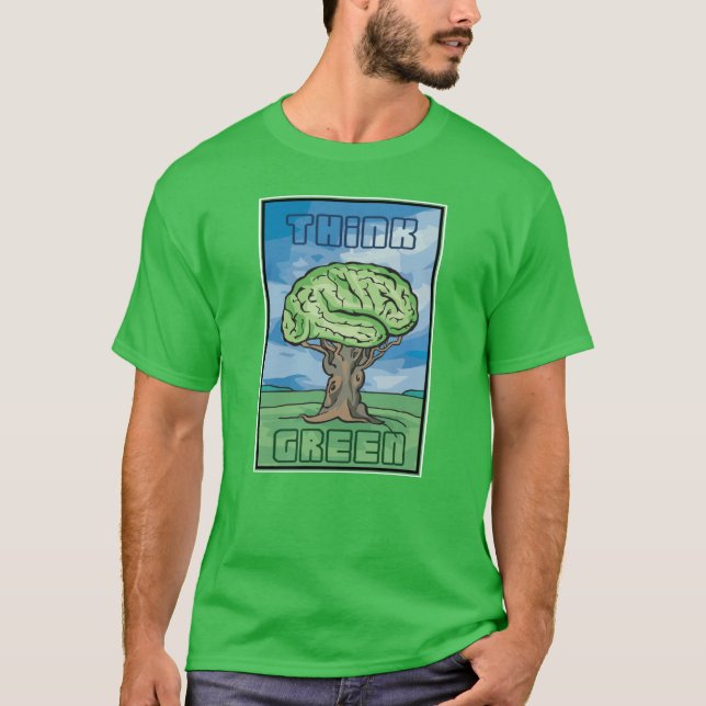 Tänk Green Brain T Shirt (Framsida)