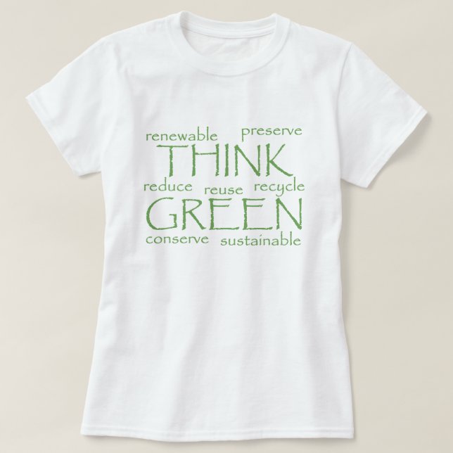Tänk Green Buzz Ord T-Shirt (Design framsida)