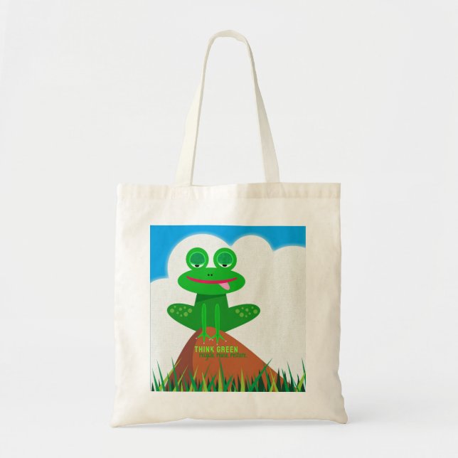 Tänk Green Froggy Tote Bag Tygkasse (Framsidan)