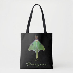 Tänk Green Luna Moth Earth Day Animal Tote Bag Tygkasse