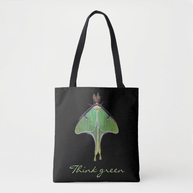 Tänk Green Luna Moth Earth Day Animal Tote Bag Tygkasse (Framsida)