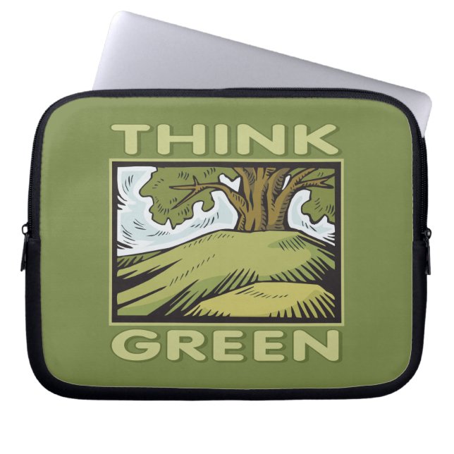 Tänk Green Oak Träd Laptop Sleeve (Framsidan)