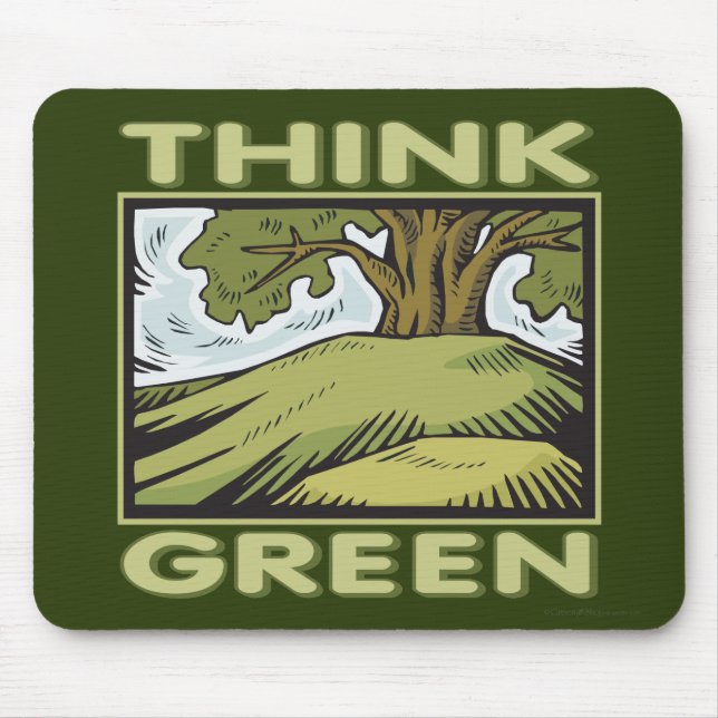 Tänk Green Oak Träd Musmatta (Framsidan)