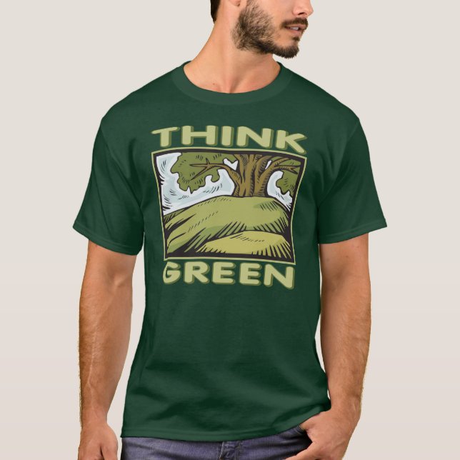 Tänk Green Oak Träd T-shirt (Framsida)
