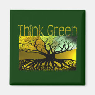 Tänk Green Rots Tree hugger Magnet