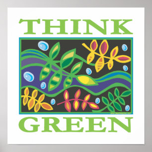 Tänk grön miljö poster