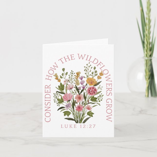 Tänk hur Wildblommorna växer upp Jesus Kristus Kort (Framsida)