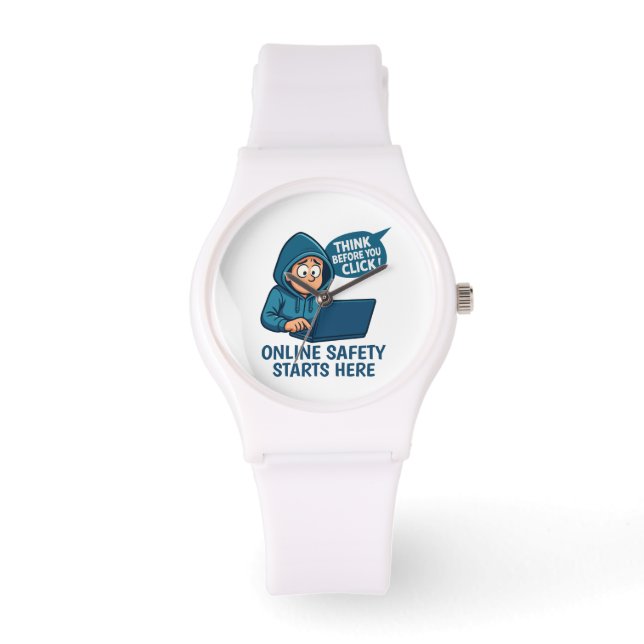 Tänk Innan Du Klickar - Medvetenhet om Säkerhet On Armbandsur (Framsida)