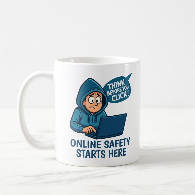 Tänk Innan Du Klickar - Medvetenhet om Säkerhet On Kaffemugg (Vänster)
