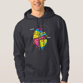 Tänk • Känn • Bestäm – Abstrakt Hjärna & Hjärta Hoodie