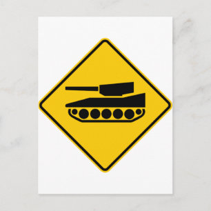 Tank - korsning av motorvägsskylt vykort