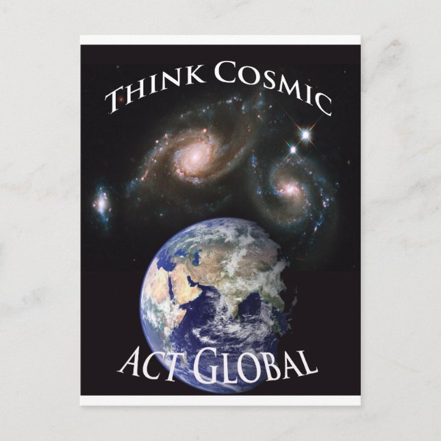 tänk kosmisk agera globalt vykort (Framsida)