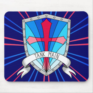 Tank Main Gamer Blue Red Tecknad Shield Musmatta