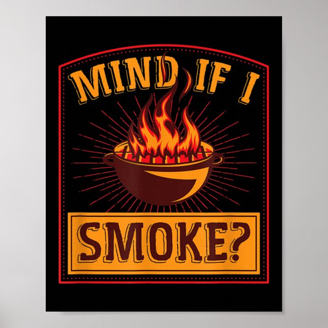 Tänk om jag röker Flame Grill Master Funny Retro G Poster (Framsidan)