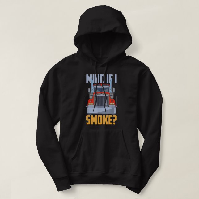 Tänk om jag röker Semi Lastbil Trucker Diesel Mech Hoodie (Design framsida)