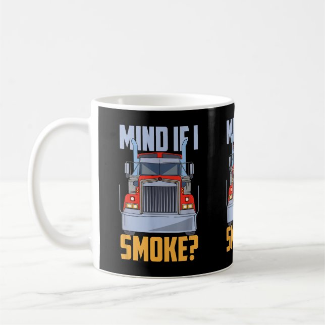 Tänk om jag röker Semi Lastbil Trucker Diesel Mech Kaffemugg (Vänster)