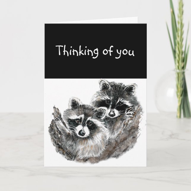 Tänk på dig Raccoon Animal Cares. Kort (Framsida)