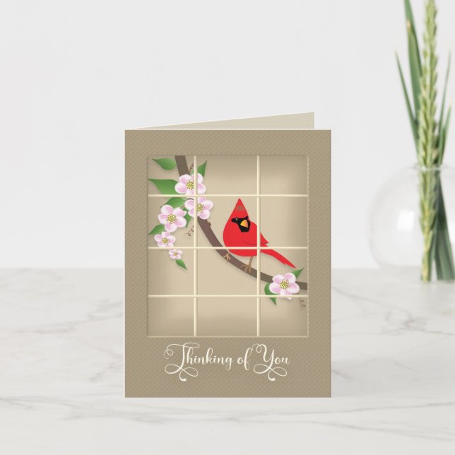 Tänk på dig, Red Cardinal/Apple-Blommar Kort (Framsida)