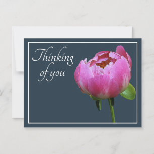 Tänk på dig Rosa Peony Grå Färg Bakgrund Vykort