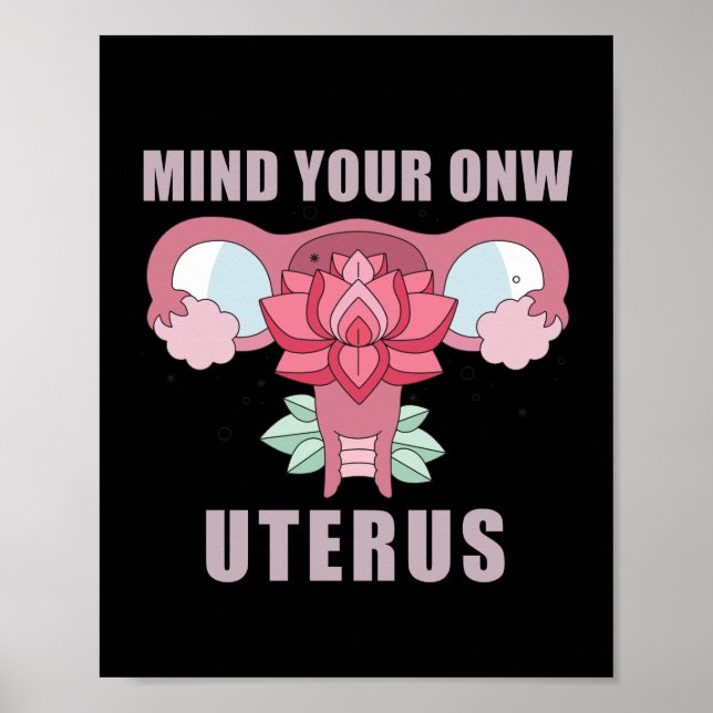 Tänk På Din Egen Livmoder Pro Val Feministiska Rät Poster (Framsidan)