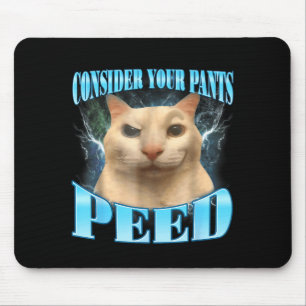 Tänk På Dina Byxor Pissade Roligt Freak Katt Meme Musmatta