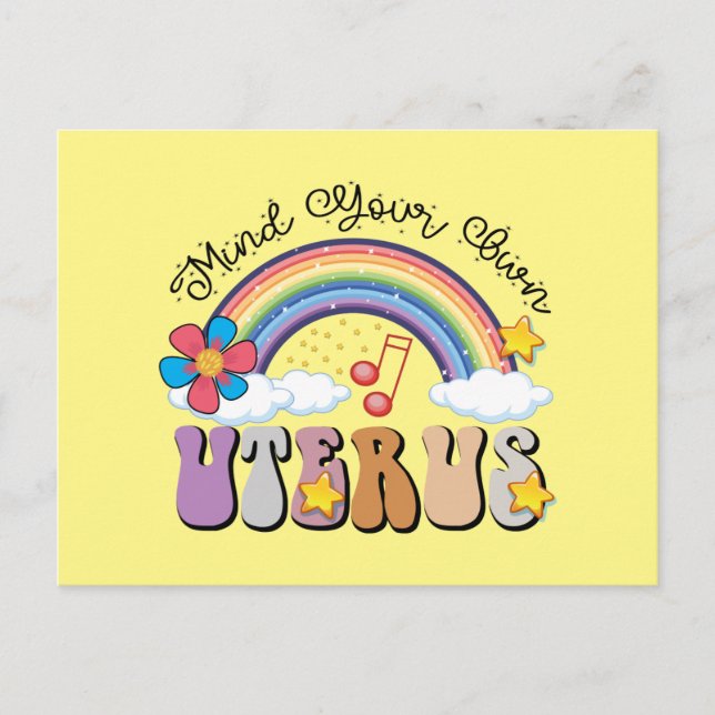 Tänk på ditt eget Uterus Feminist Pro-regnbåge Vykort (Framsida)