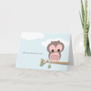 Tänk på ditt lilla Hej Rosa Uggla Card Kort