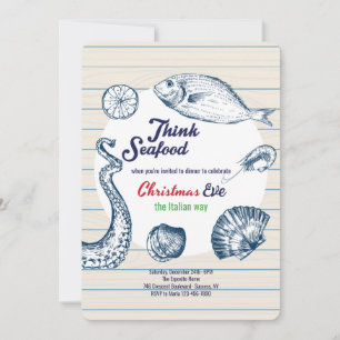 Tänk på en Seafood Middagsfest Inbjudan