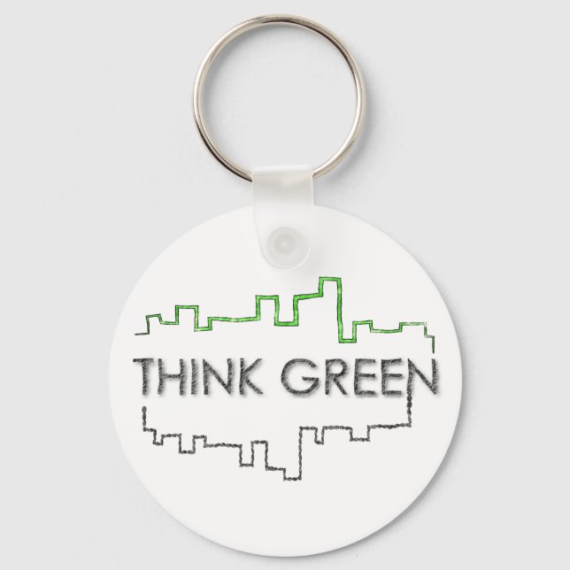 Tänk på Green City Skyline Design | Nyckelkedja Nyckelring (Framsida)