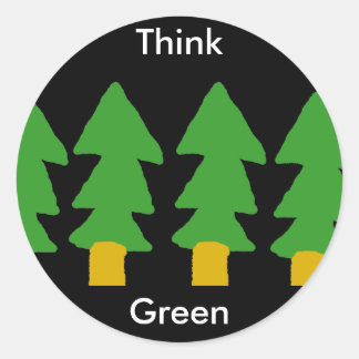 Tänk på Green Sticker Runt Klistermärke