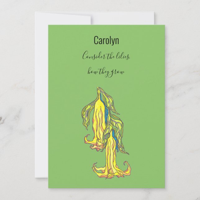 Tänk på lillierna, hur de växer, personligen julkort (Framsida)