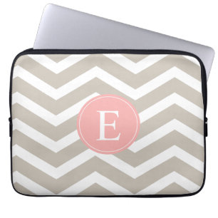 Tank Peach Rosa Chevron Monogram Laptop Sleeve