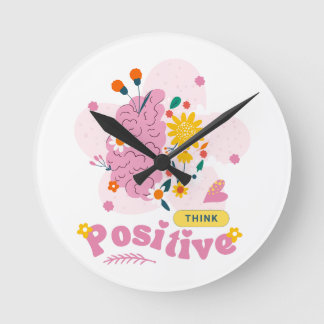 Tänk Positivt Rund Klocka