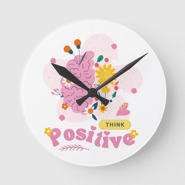 Tänk Positivt Rund Klocka (Framsida)