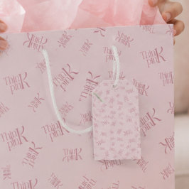 Tänk Rosa Vattenfärg Mönster Monogram Presentetikett