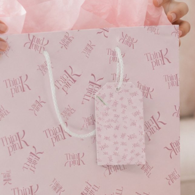 Tänk Rosa Vattenfärg Mönster Monogram Presentetikett (Skapare uppladdad)
