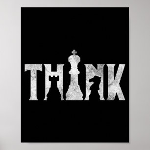 Tänk Schack Eces Spelare Chessmaster Schack Kärlek Poster