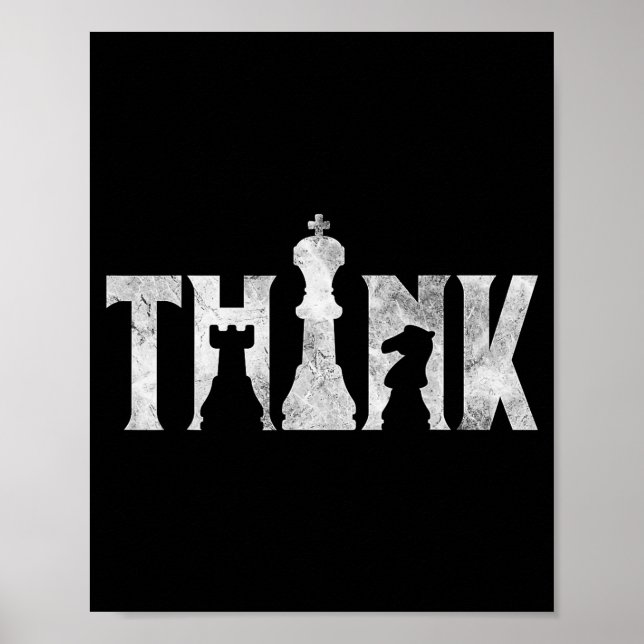 Tänk Schack Eces Spelare Chessmaster Schack Kärlek Poster (Framsidan)