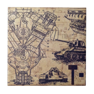 Tank Schematike Art Kakelplatta