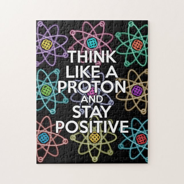 Tänk som en proton och håll dig positiv vetenskap pussel (Vertikal)