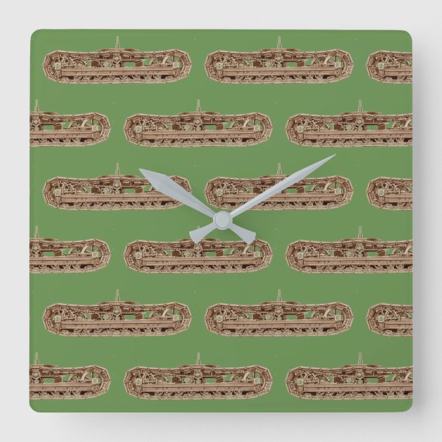 Tank Track Steam Shovel Tracks Extra Power Boost Fyrkantig Klocka (Framsida)