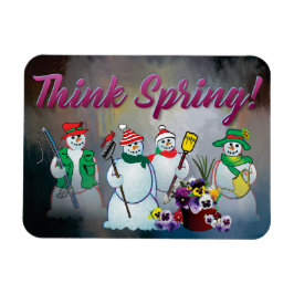 tänk våren med snögubben och magneten för pansies magnet