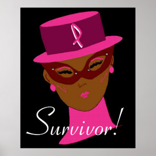 Tänka av cancermedvetenhet Rosa Ribbon Survivor I Poster