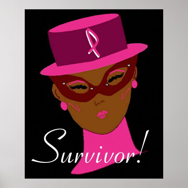 Tänka av cancermedvetenhet Rosa Ribbon Survivor I Poster (Framsidan)