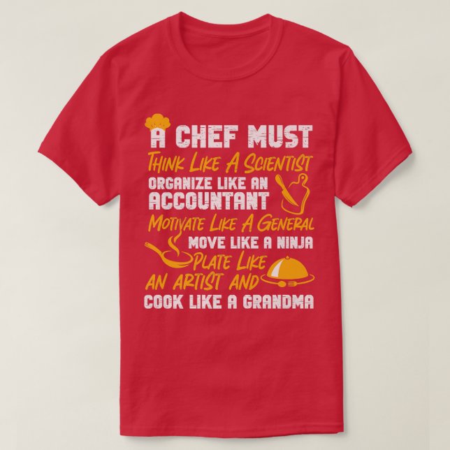 Tänka av kokkonst Chef en Chef must som en T Shirt (Design framsida)