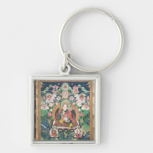 Tanka av Padmasambhava, ANNONS c.749 Fyrkantig Silverfärgad Nyckelring (Framsidan)