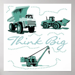Tänka Big Construction Fordon Poster