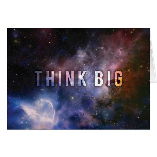 TÄNKA BIG - Space och Universe Motivational Hälsningskort (Framsidan Horizontal)